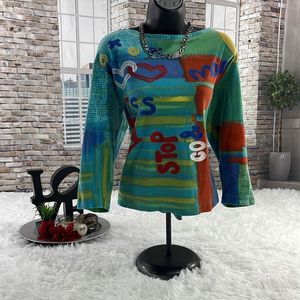 Women's CHICO’S Multicolored Embroidered Shirt (3) DX02